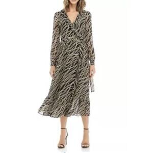 Michael Kors Women's Chain Pearl Wrap Midi Dress Size Extra Large New With Tags